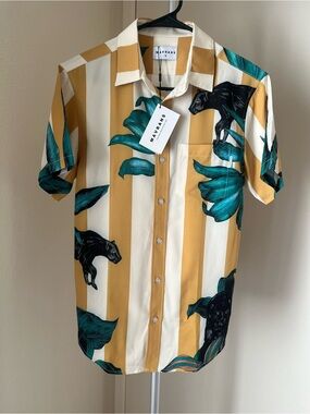 Mavrans Pantera Weekend Shirt Black Panther Floral Print Size S NWT